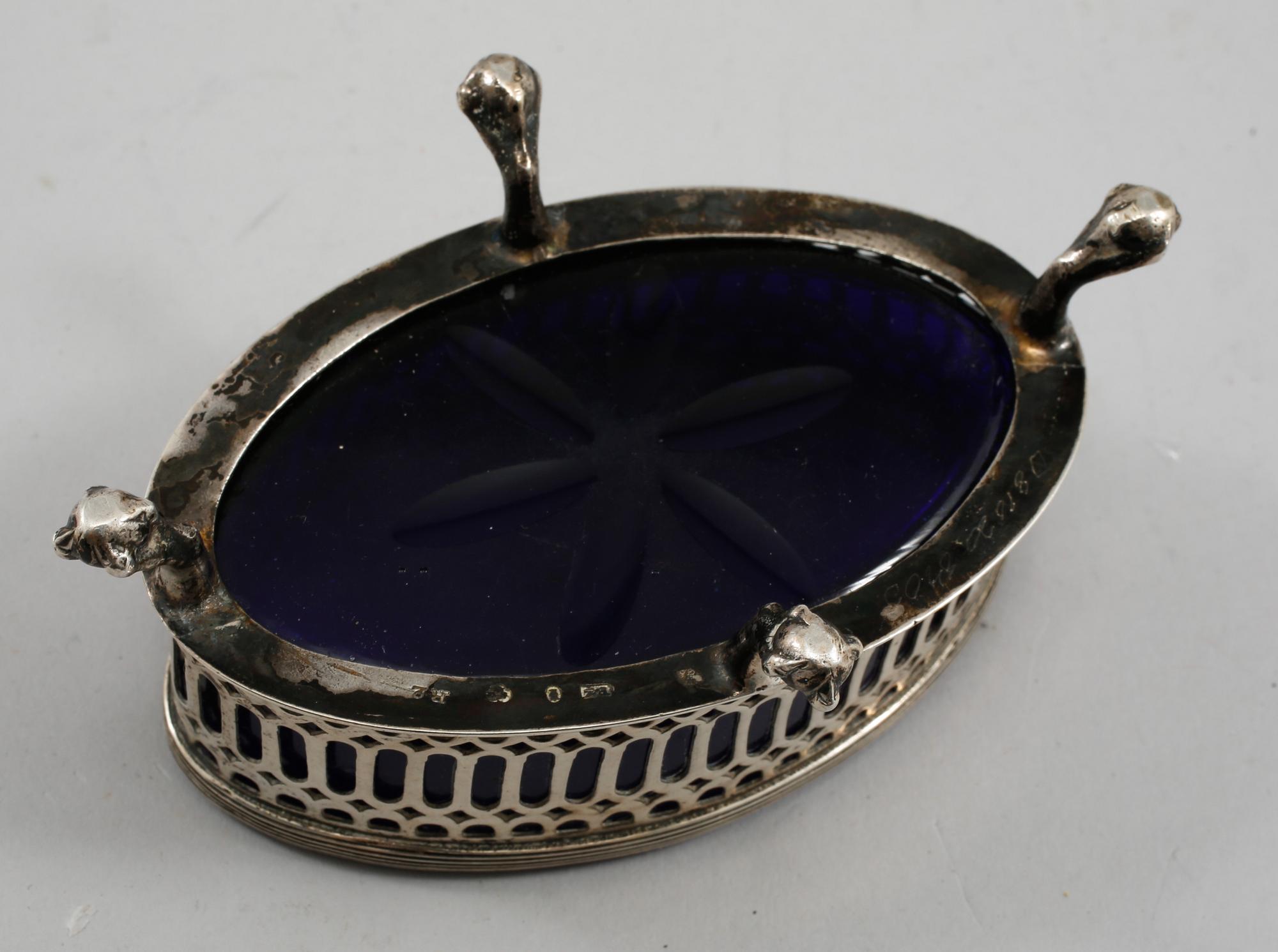 SALTKAR, silver och glas, Pehr Zethelius Stockholm, 1799.