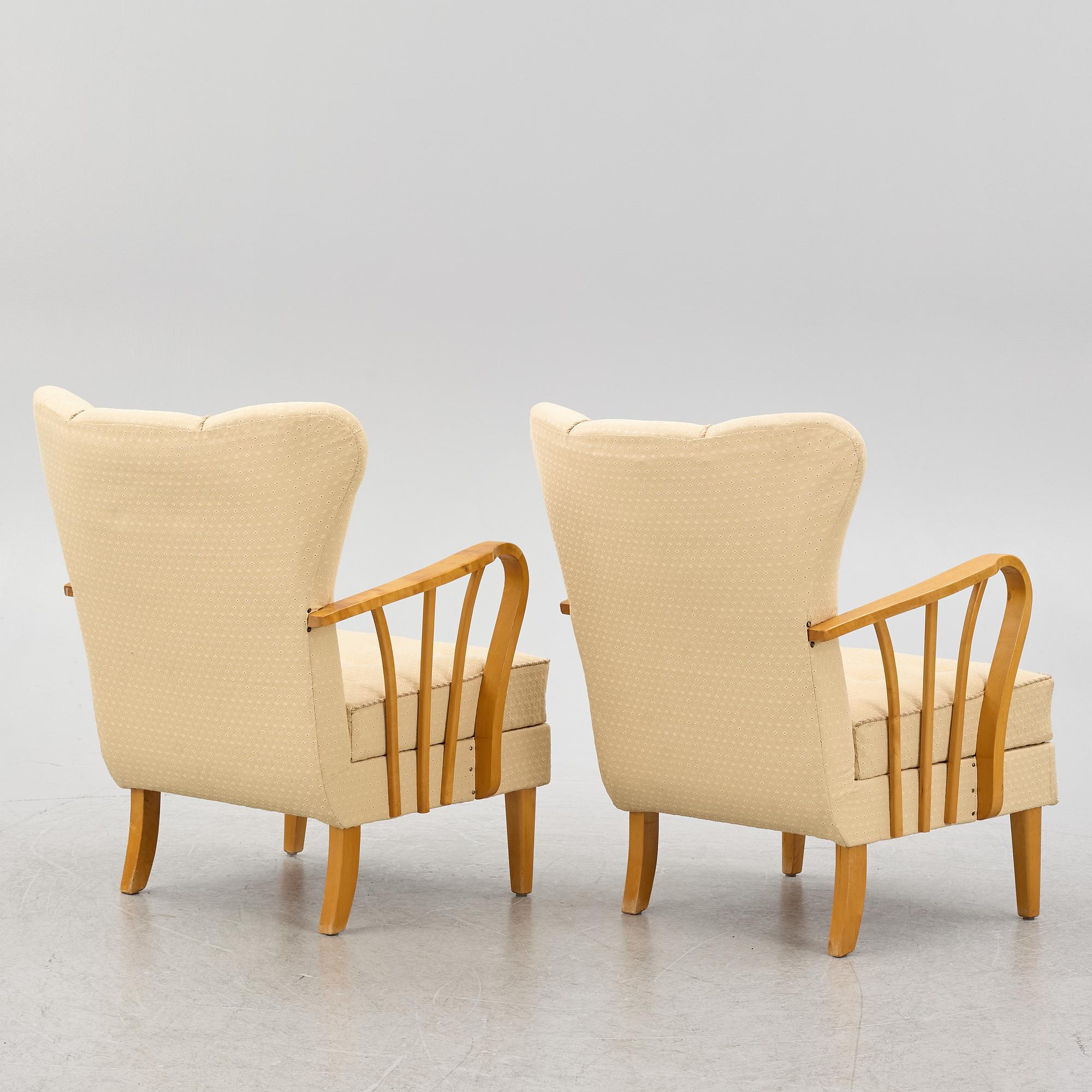 A pair of 1940s Swedish Modern armchairs.
