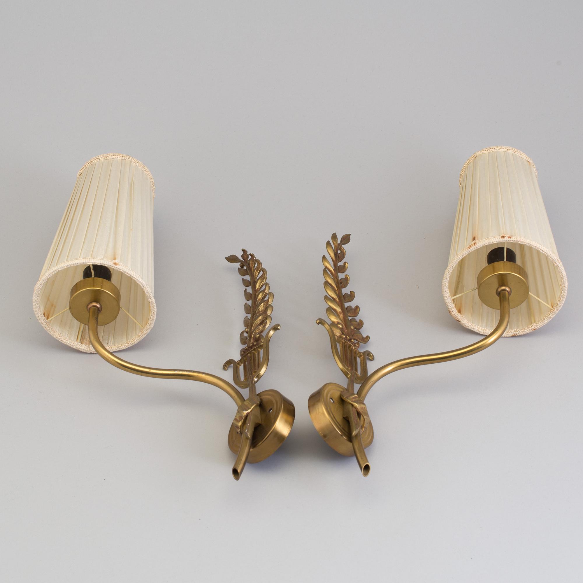 EINAR BÄCKSTRÖM, a pair of brass wall lights, Malmö, 1940's.