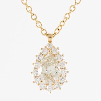 Collier 18K guld med droppformad diamant.