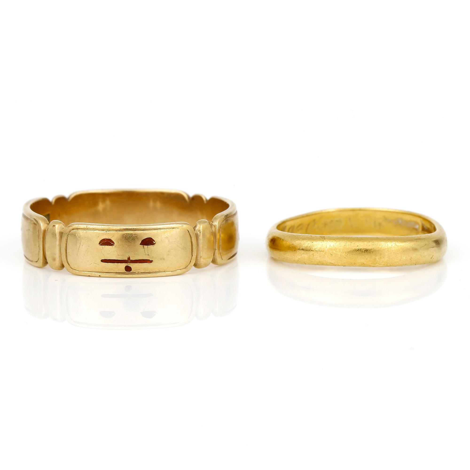 RINGAR, 2 st, olika guldhalter, Stockholm, 1930-tal.