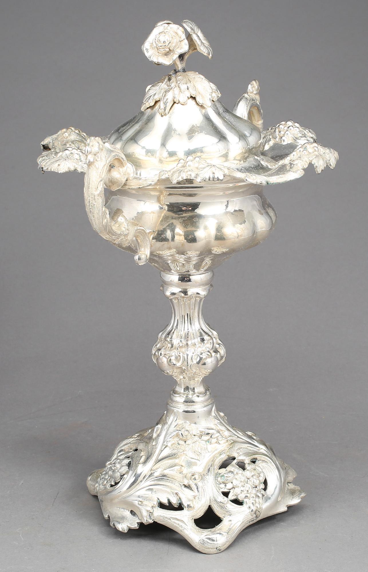 STRÖSOCKERSKÅL, nysilver, nyrokoko, GAB, Stockholm, sent 1800-tal.