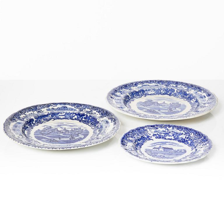 A set of 58 creamware service parts, predominantly from the 'Swedish Castles' series, Rörstrand.