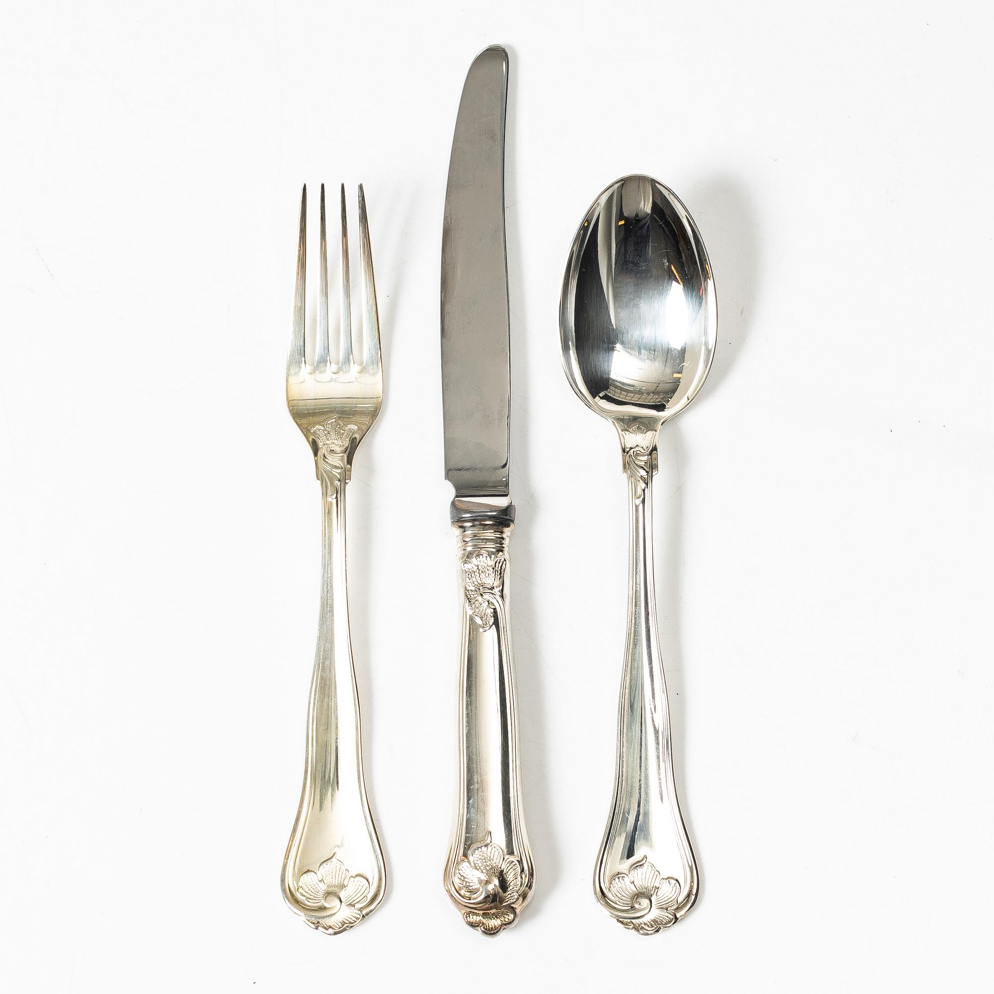 A 36-piece silver flat ware set, 'Saachsisk', Mema, Sweden, 1994-95.