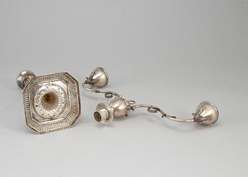 EO LYSTER, a silver candelabra. Århus, Denmark, dated 1812.