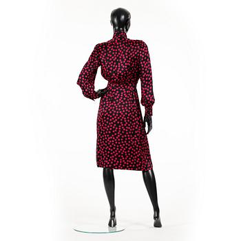 YVES SAINT LAURENT, a black and red silk dress.