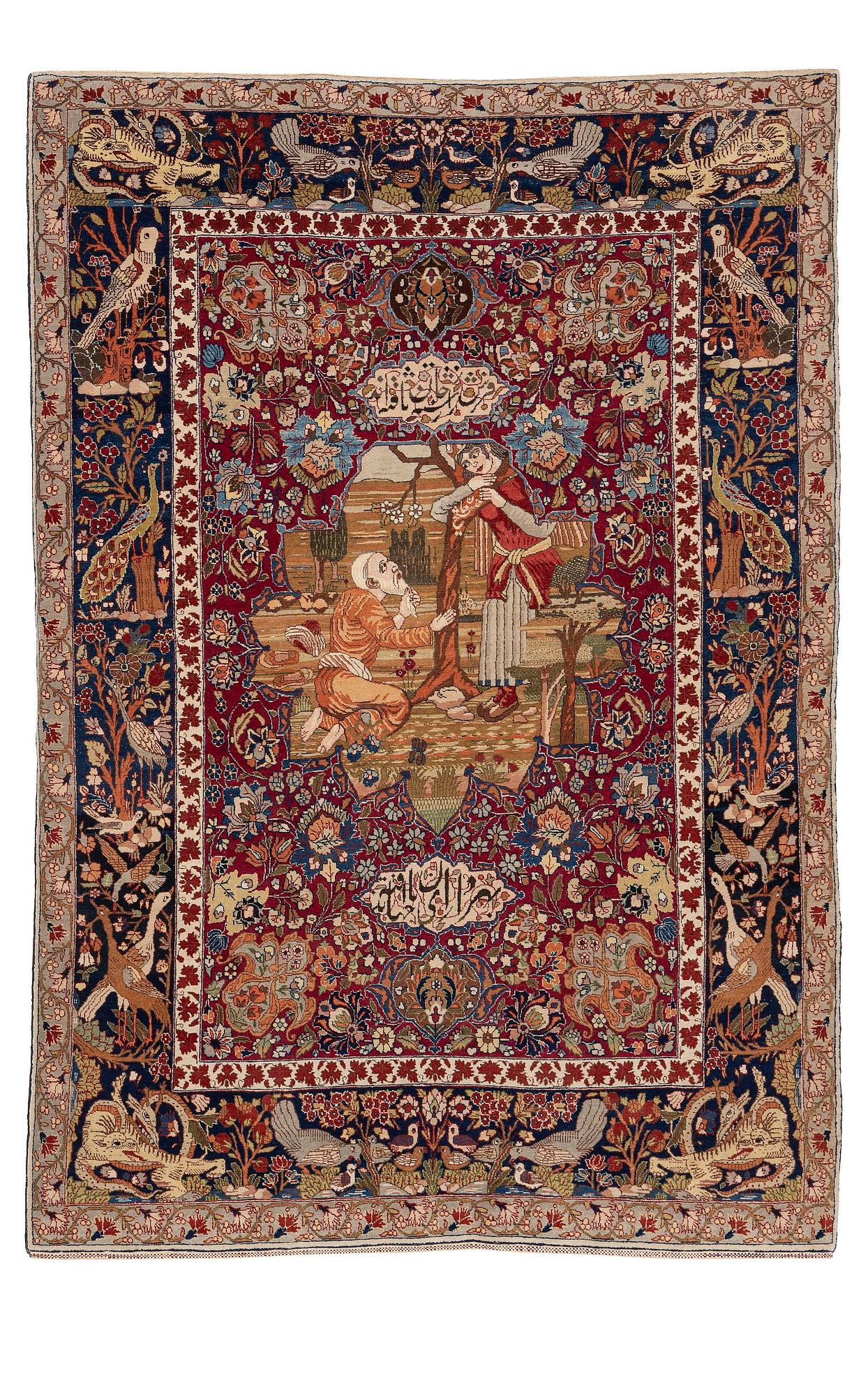 A semi-antique pictoral Tabriz rug, Northwest Persia, c. 200 x 136 cm.