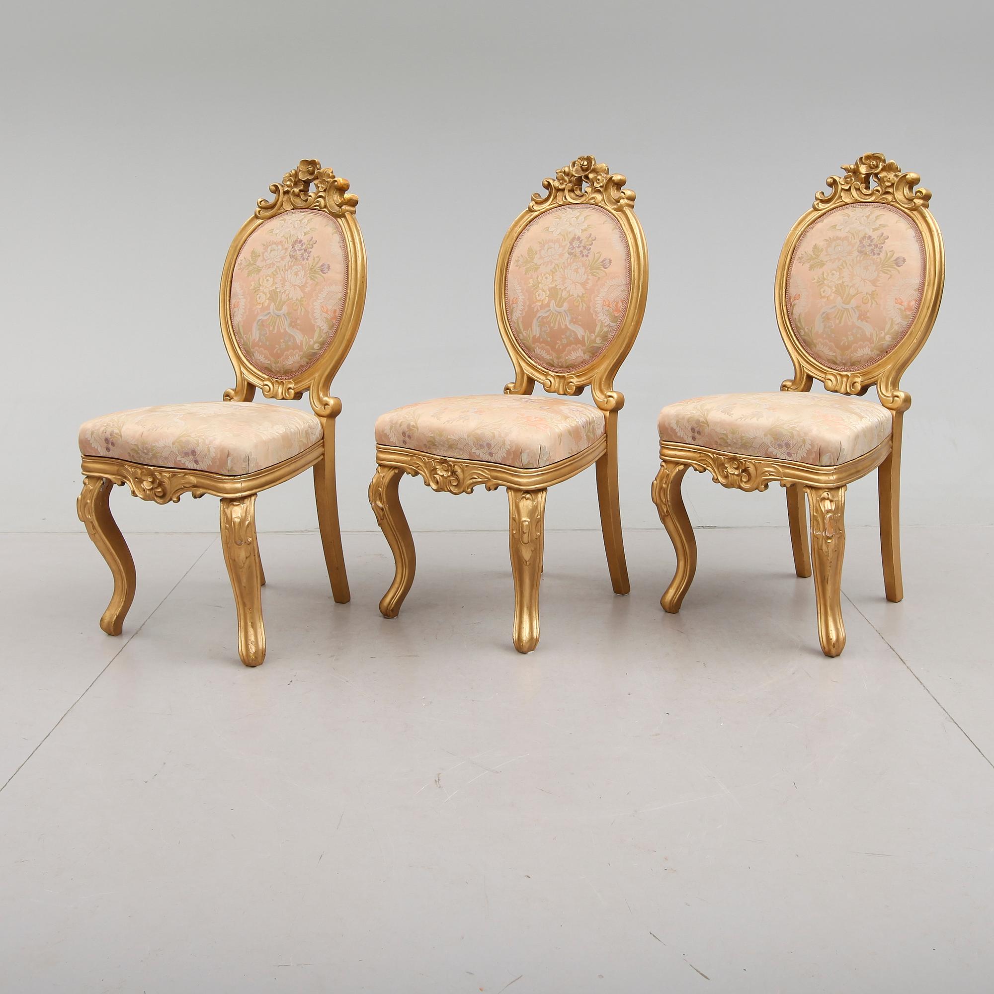 STOLAR, 3 st, rokokostil, 1800-talets andra hälft.