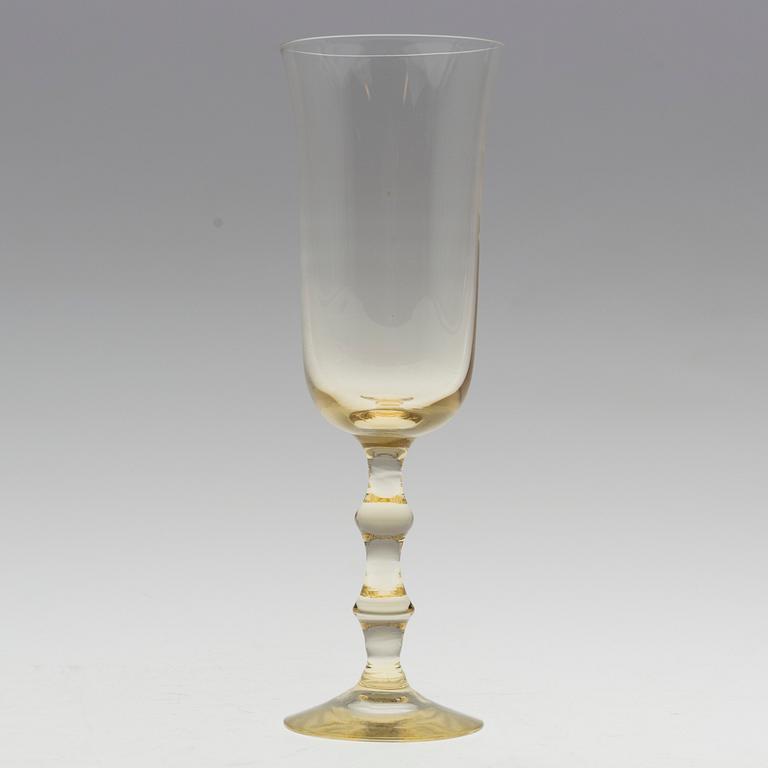 SIMON GATE, 12 'Salut' champagne glasses form Orrefors Sandvik.