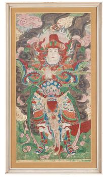 309. A painting of a celestial guardian, Qing dynasty, 18th/19th Century.