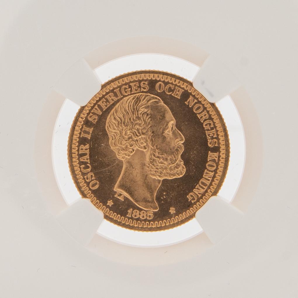 Guldmynt Sverige, Oscar II 20 kr, 1885.
