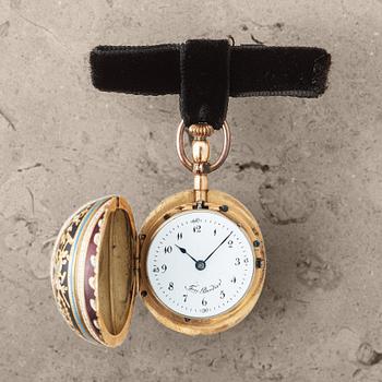 111. FRES. BORDIER, oval shaped pocket watch, 25 x 28 (43) mm,