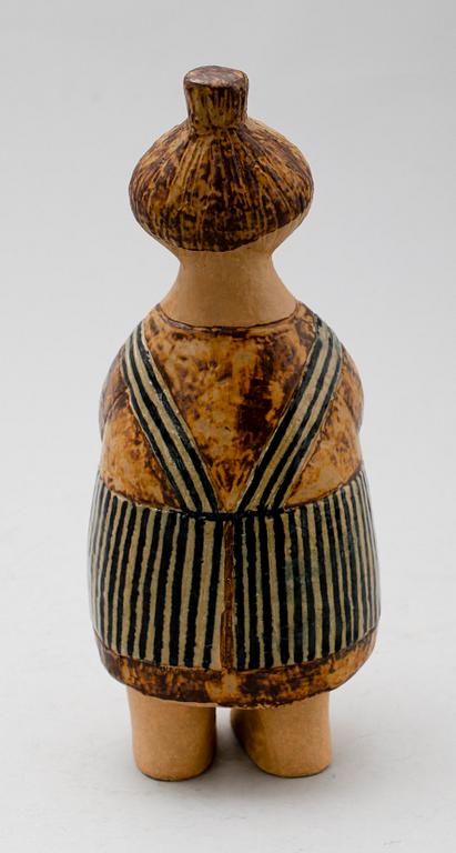 FIGUR, stengods, "Stina med Katt", Lisa Larson, Gustavsberg, 1950-/1960-tal.