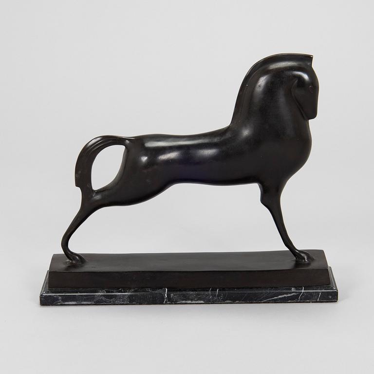an art Deco style sculpture, bronze and marble.