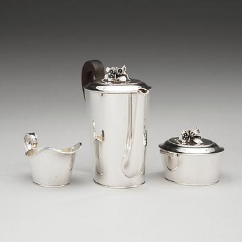 A W.A. Bolin three pcs coffee service, Stockholm 1950.