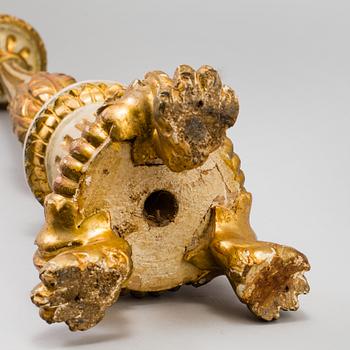LJUSSTAKE, målat och bronserat trä,  1800-tal.