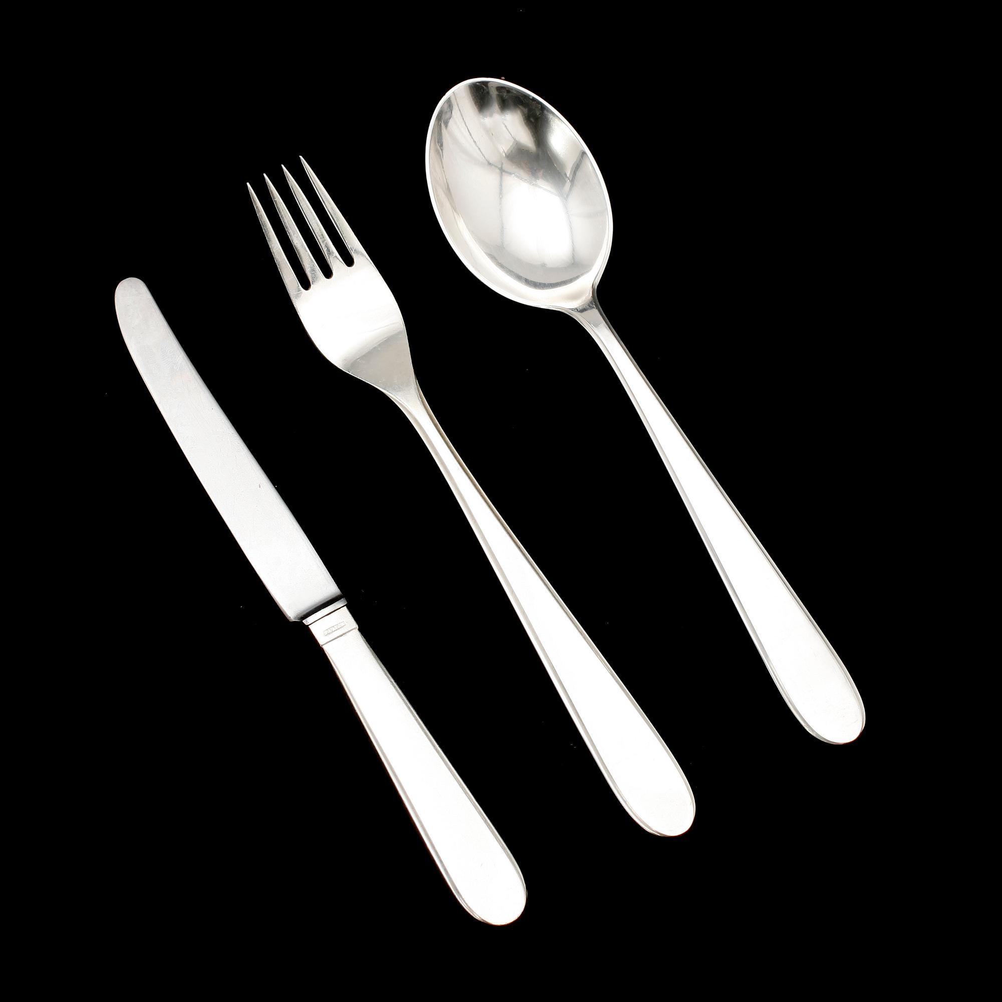 BESTICK,70 del, sterlingsilver, "Flavia 2", Erik Fleming, Stockholm 1955. Tot vikt ca 3932 g.