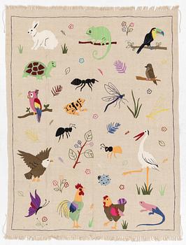 A hand-embroidered Kelim rug, c. 220 x 173 cm.