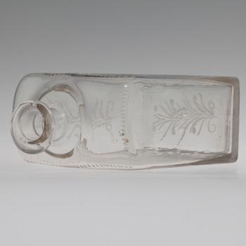 SCHATULLFLASKA, glas, 1800-talets andra hälft.