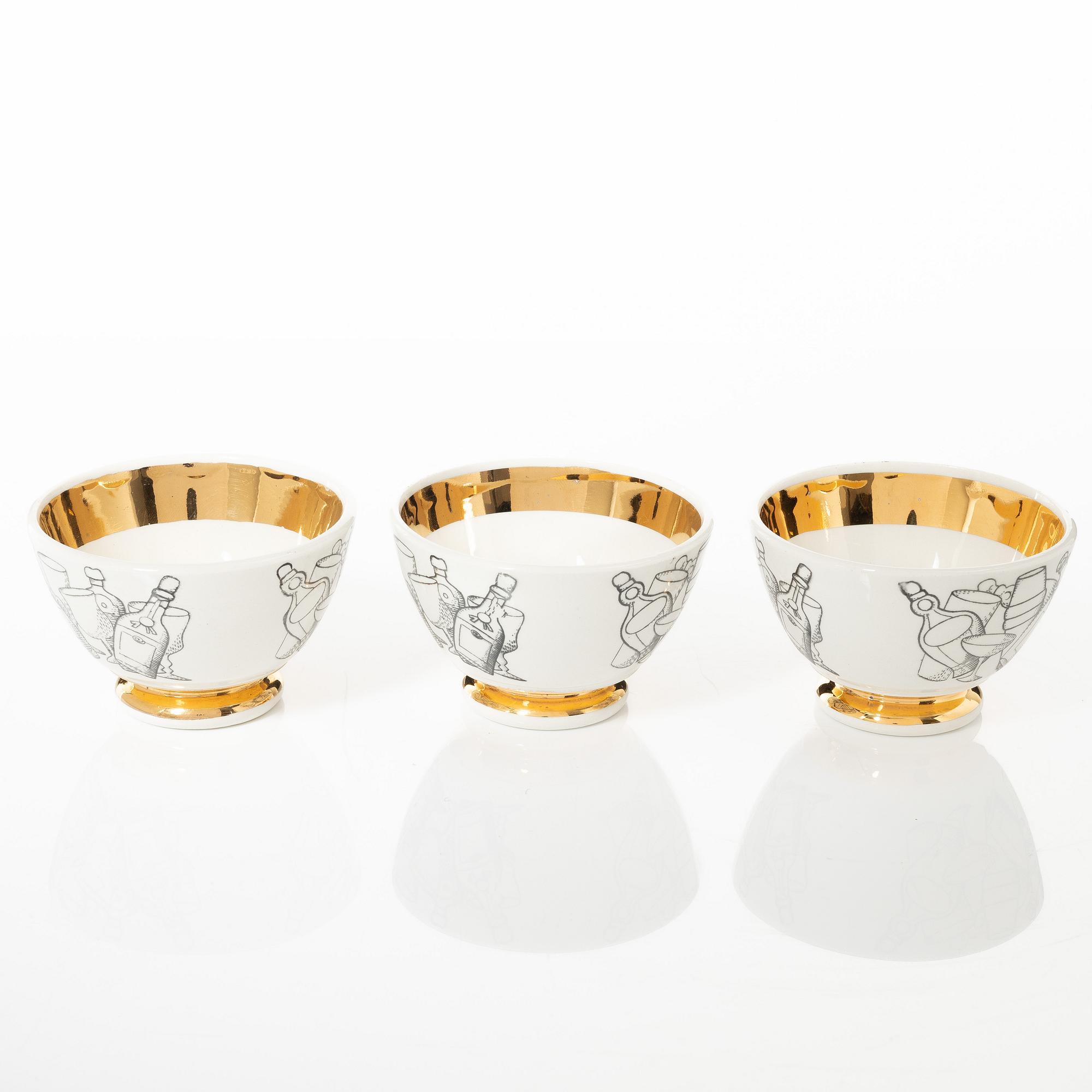 Piero Fornasetti, six bowls, Fornasetti, Milan, Italy.
