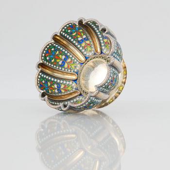 Russian parcel-gilt Silver and Cloisonné Enamel Bratina, Khlebnikov, Moscau 1910. Swedish import mark.