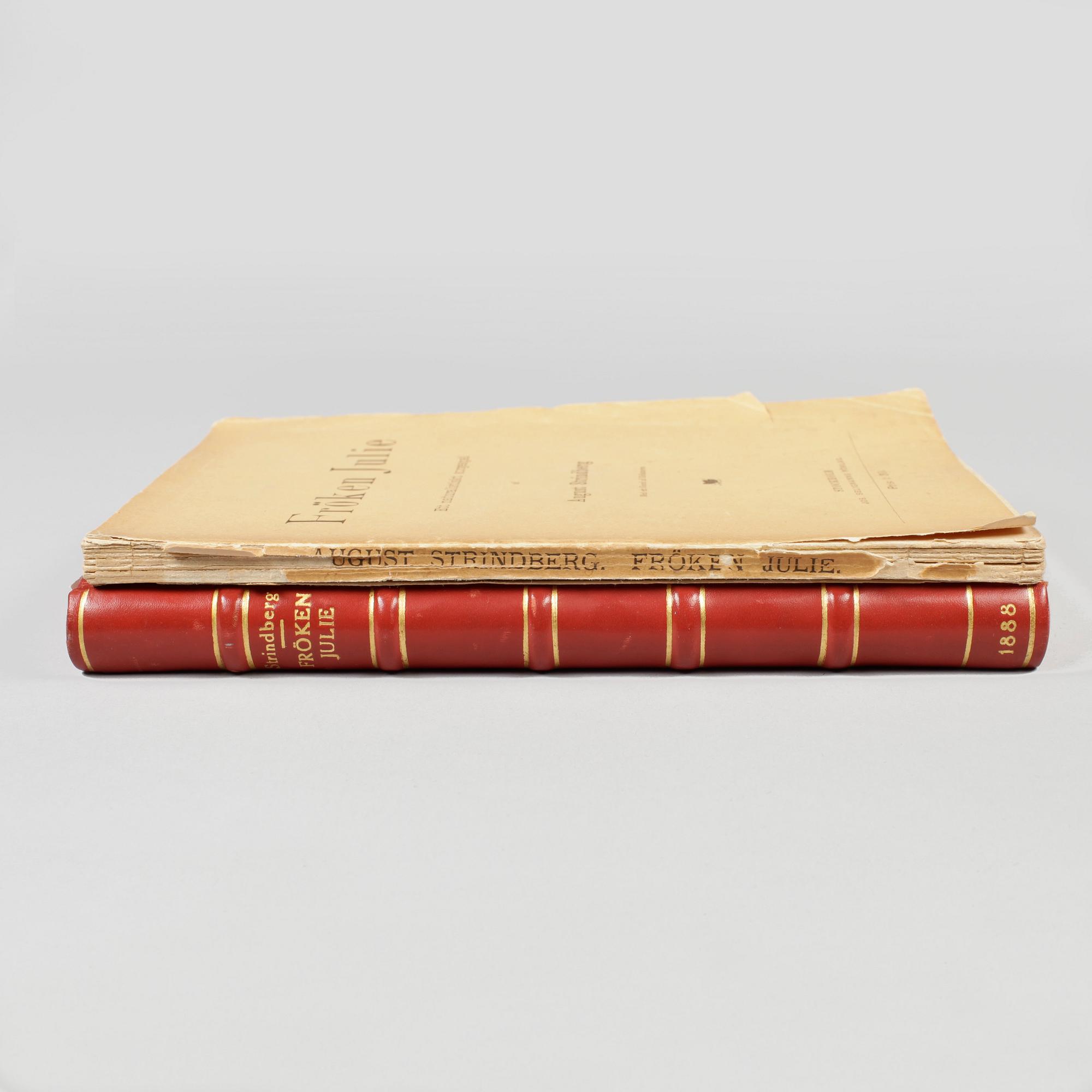 BOK, 2 exemplar, "Fröken Julie" av August Strindberg, Stockholm 1888.