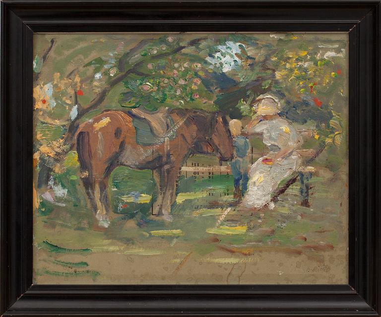 WILHELM SMITH, oljeskiss på pannå. Signerad.