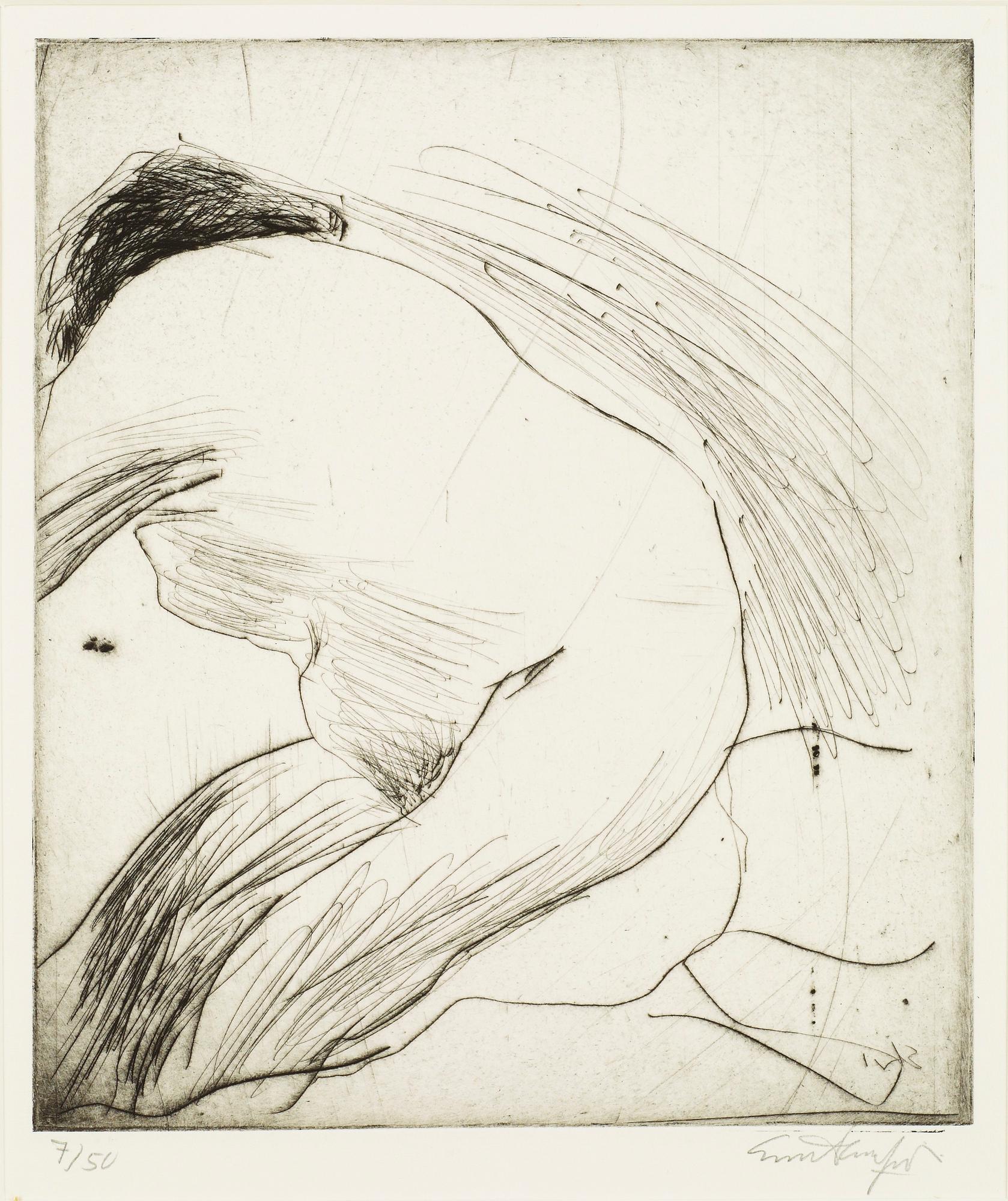 EVERT LUNDQUIST, torrnålsgravyr. Sign o numr 7/50.