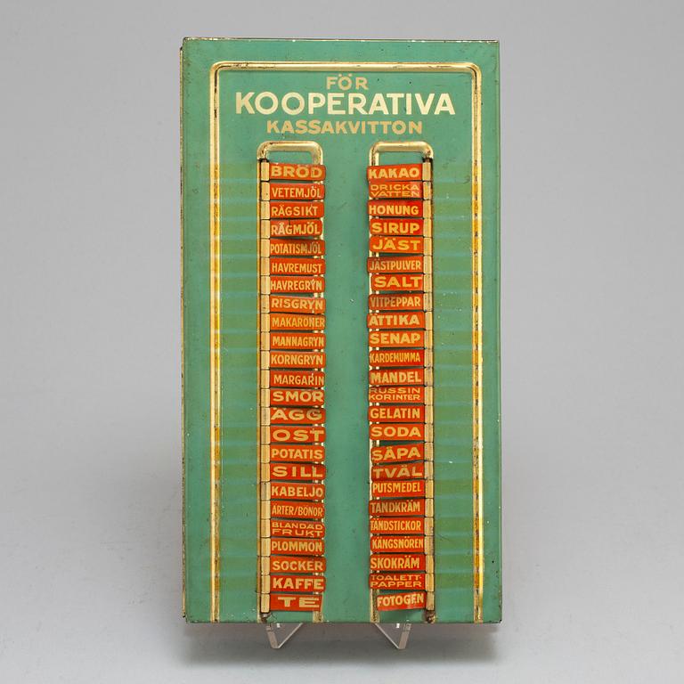 A metal board from the first half of the 20th century.