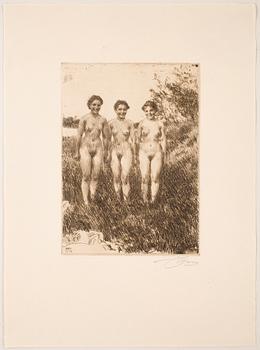 Anders Zorn · ANDERS ZORN, etsning, utförd 1913, signerad med blyerts.