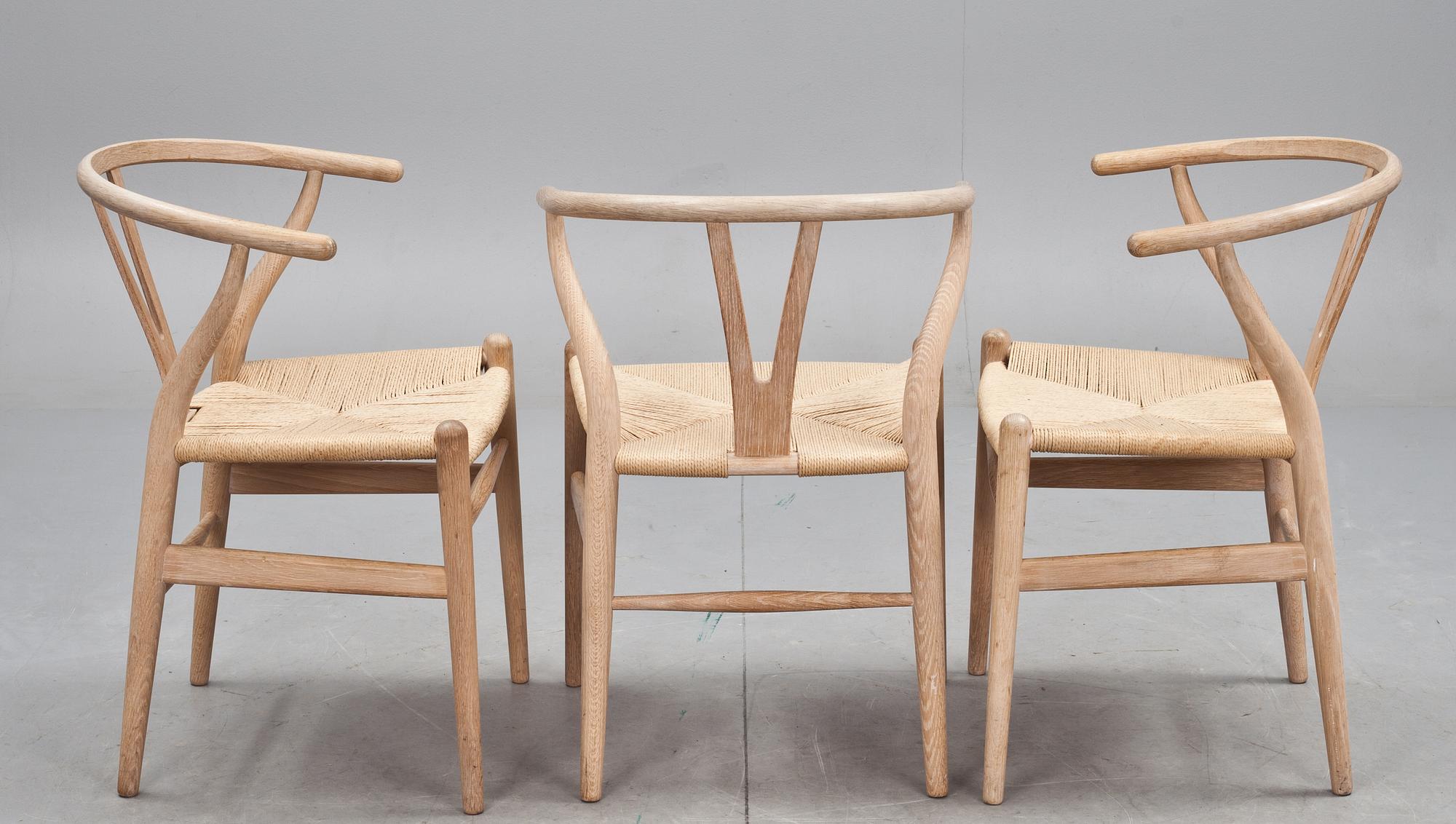 KARMSTOLAR, 3 st, "Y-stolen", Hans J. Wegner för Carl Hansen & Son, Odense.