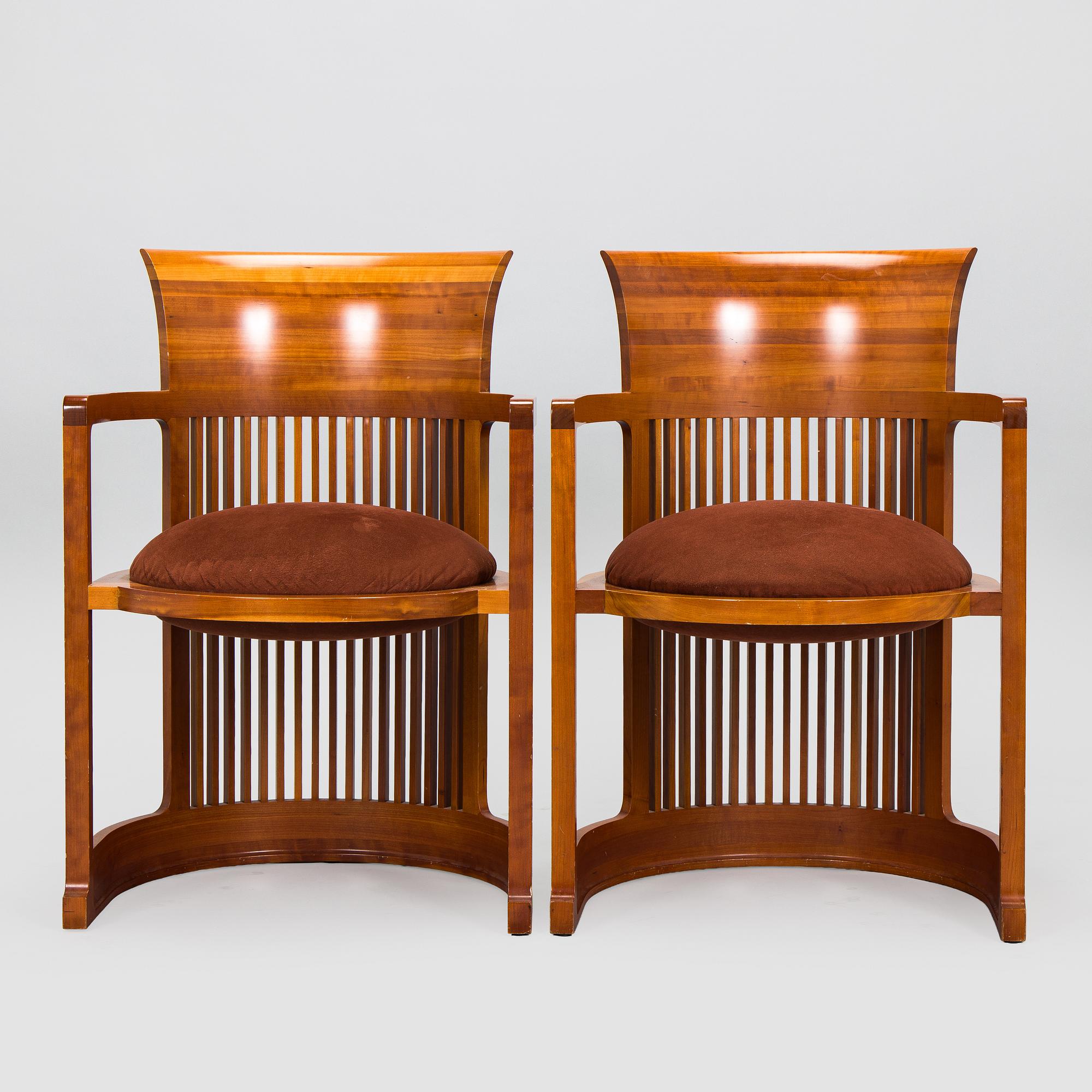 Frank Lloyd Wright, käsinojatuoleja, 4 kpl, mallinumero 606, ”Barrel”, Cassina.