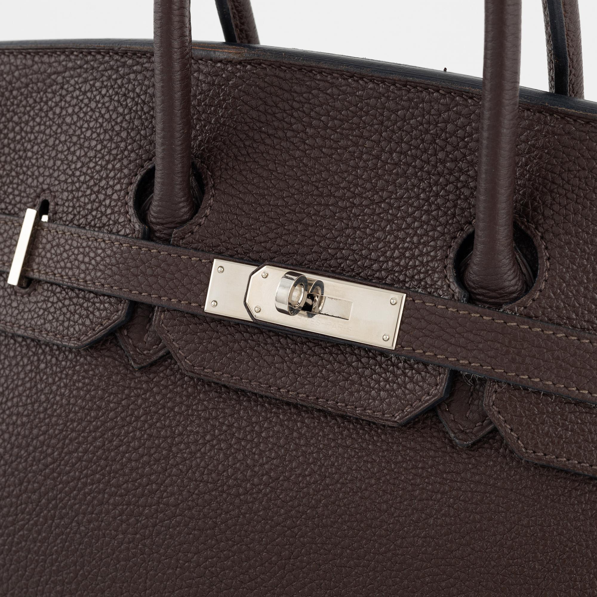Hermès, a chocolate brown Togo leather 'Birkin 35' handbag, 2008.
