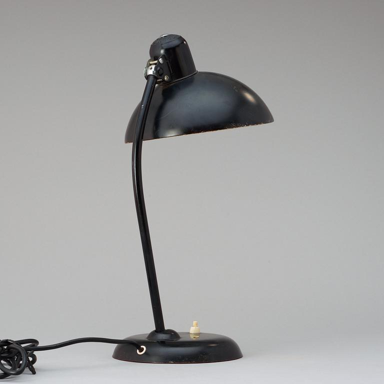 A Christian Dell black lacquered metal table lamp, model 6556, Kaiser & Co, Germany.