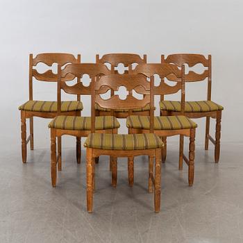 A set of six Danish Henning Kjaerulf chairs, second half of 20th century.