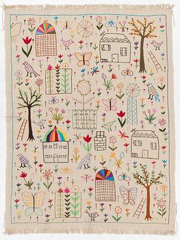 A hand-embroidered kilim rug, c. 224 x 172 cm.