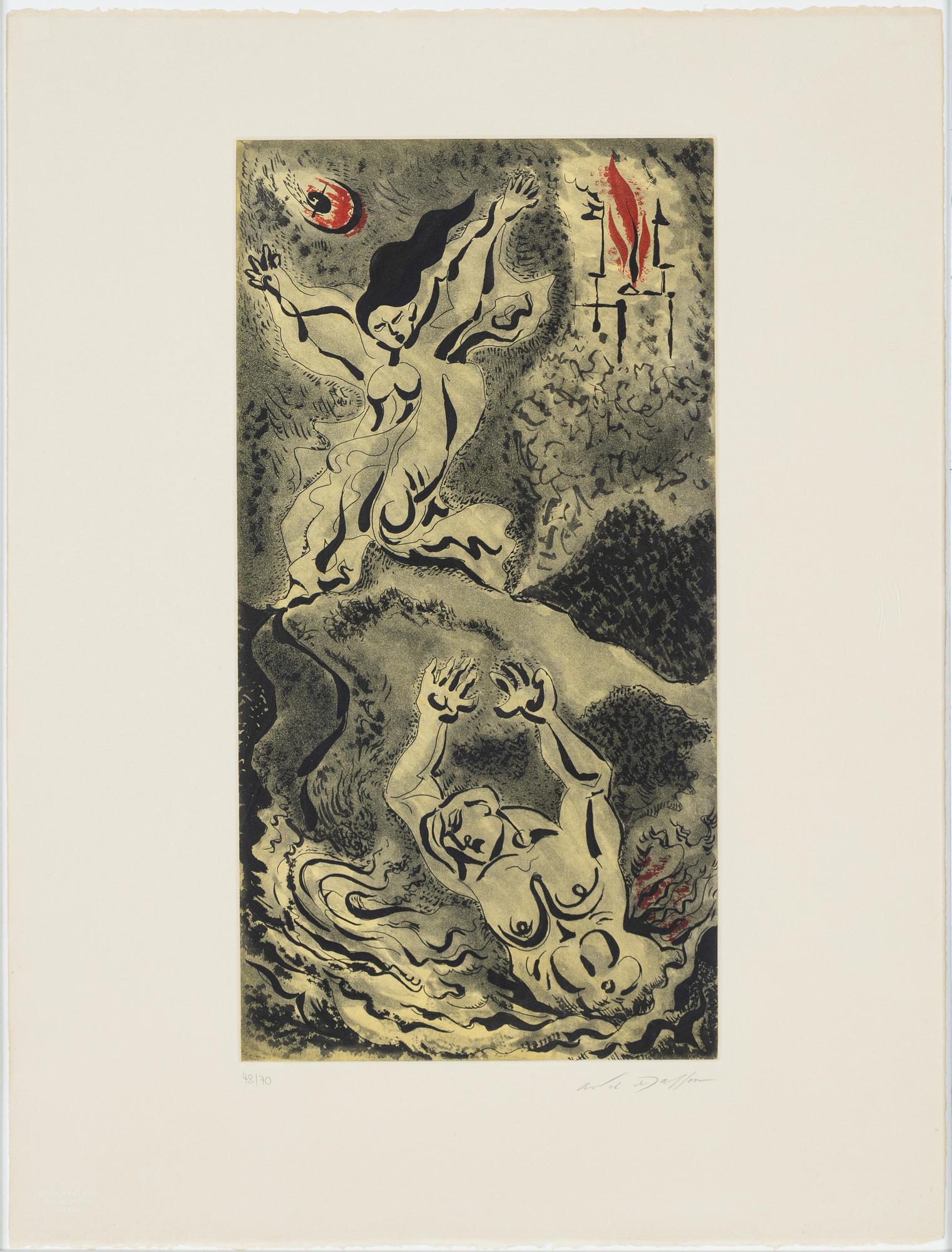 André Masson, etching in colours. Signed and numbered 48/70.