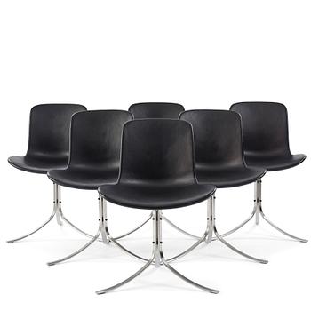 Poul Kjaerholm, stolar, sex stycken, "PK-9", Fritz Hansen, 2020.