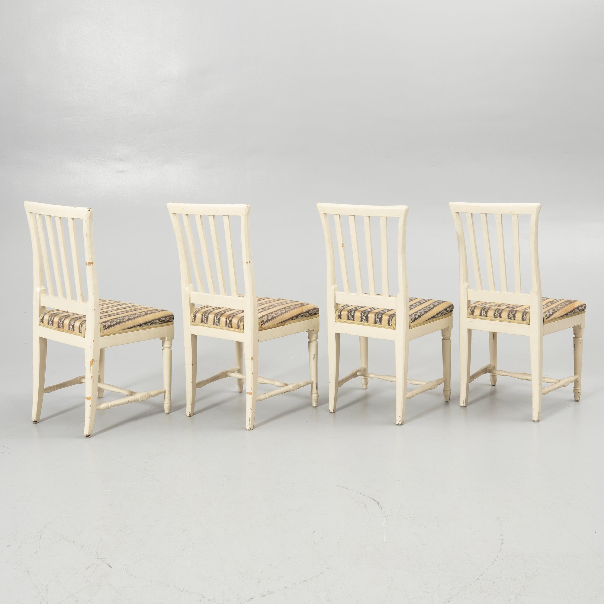Four late Gustavian chairs, circa 1800.