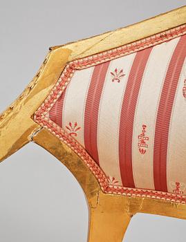 BALJFÅTÖLJER, 3 st, samt PLIANGER, 3 st, AB Axel Beckmans Möbelfabrik, Norrköping, empire-stil, tidigt 1900-tal.