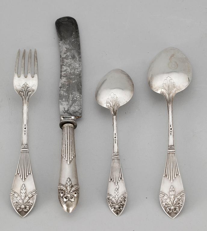 BESTICK, 4 st, silver CG Hallberg Stockholm 1901. Tot vikt ca 180 gram.