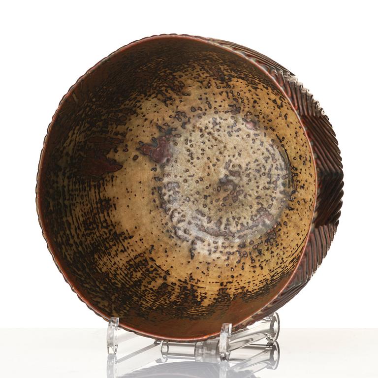 Axel Salto, a 'fluted style' sung glazed stoneware bowl, Royal Copenhagen, Denmark 1964, model 20868.