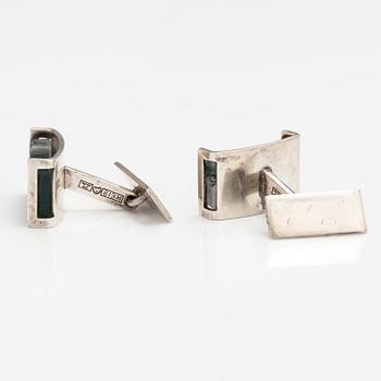 Elis Kauppi, A pair of silver cufflinks with moss agate. Kupittaan kulta, Turku 1965.