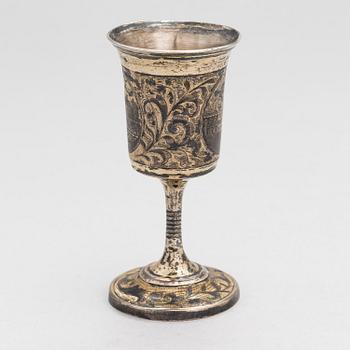 Footed beaker in silver-gilt niello, Moscow 1845. Unidentified maker. Assay master Andrey Antonovich Kovalsky.