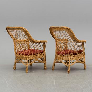 A pair of rattan armchairs, second half of the 20th century.