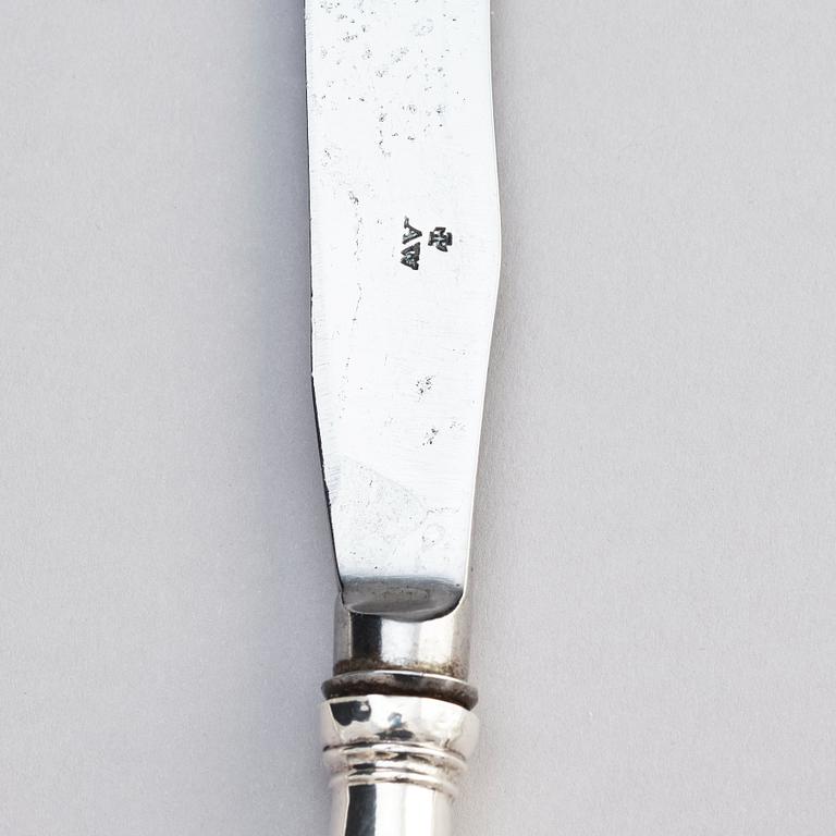 The von Fersen cutlery, a set of French silver cutlery, three pieces, 18th century.