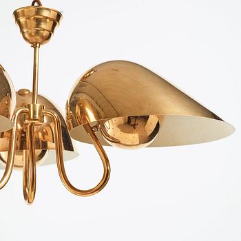 Carl-Axel Acking, a brass and white lacquered ceiling lamp for Bröderna Malmströms, Sweden 1940's.