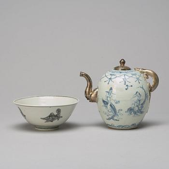 A South East Asian tea pot and bowl, 20th Century.