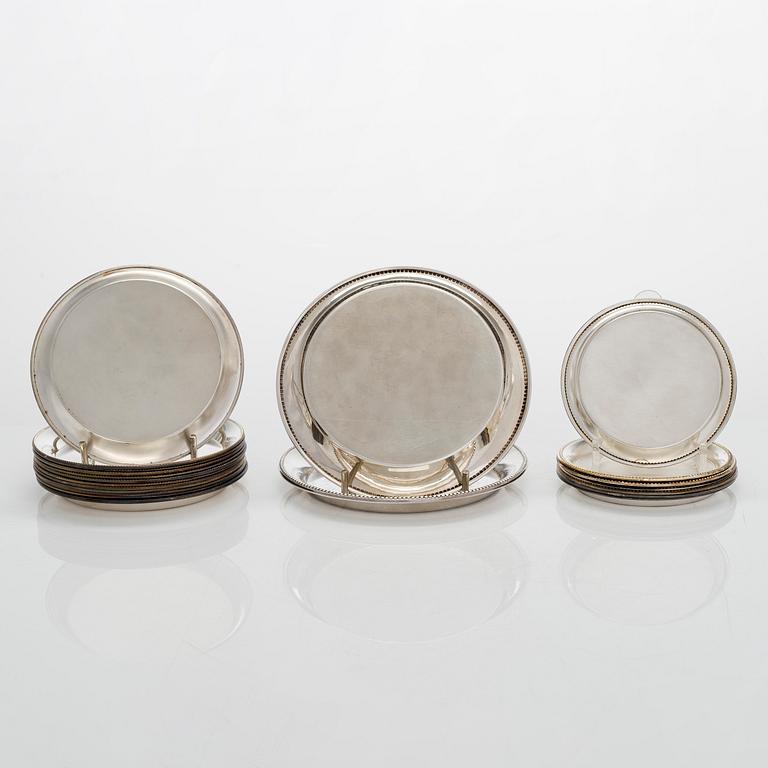 Coasters, 2 st, Estland, glasunderlägg 19 st, samt serviettringar 3 st, silver, Finland  1946-76.