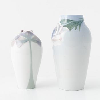 Rörstrand, two Art Nouveau porcelain vases, early 20th Century.